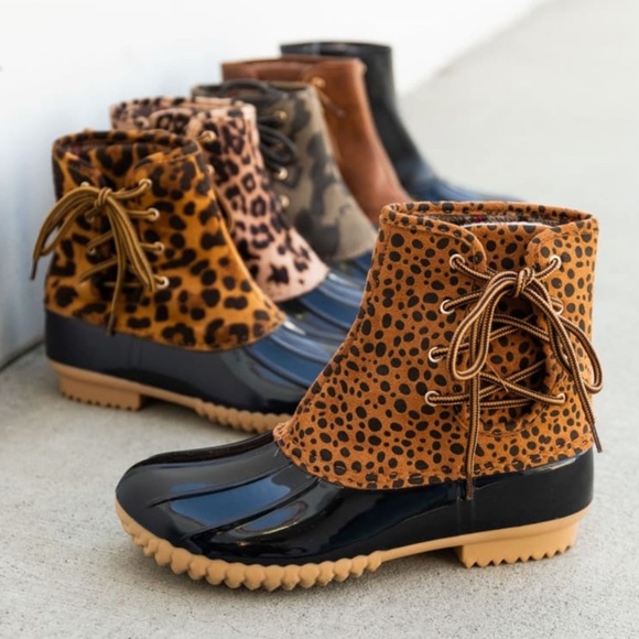 Cheetah Print Side Laced Duck Boots - Picture 6 of 8
